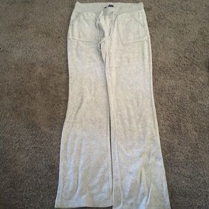 Gray velour track pants